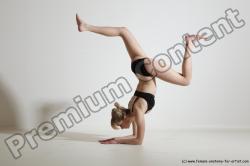 Underwear Gymnastic poses Woman White Slim long blond Dancing Dynamic poses Academic