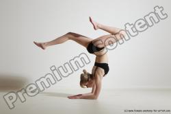 Underwear Gymnastic poses Woman White Slim long blond Dancing Dynamic poses Academic