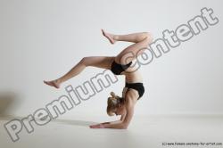 Underwear Gymnastic poses Woman White Slim long blond Dancing Dynamic poses Academic