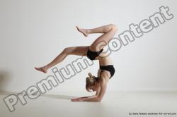 Underwear Gymnastic poses Woman White Slim long blond Dancing Dynamic poses Academic