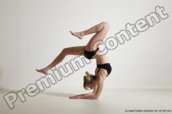 Underwear Gymnastic poses Woman White Slim long blond Dancing Dynamic poses Academic