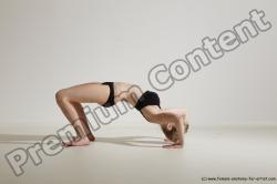 Underwear Gymnastic poses Woman White Slim long blond Dancing Dynamic poses Academic