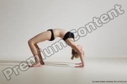 Underwear Gymnastic poses Woman White Slim long blond Dancing Dynamic poses Academic