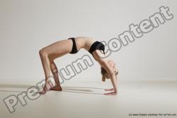 Underwear Gymnastic poses Woman White Slim long blond Dancing Dynamic poses Academic