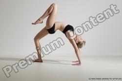 Underwear Gymnastic poses Woman White Slim long blond Dancing Dynamic poses Academic