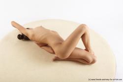 Nude Woman White Laying poses - ALL Slim Laying poses - on side long brown Pinup