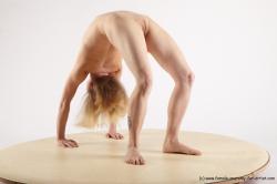 Nude Gymnastic poses Woman White Sitting poses - ALL Slim long blond Sitting poses - simple Pinup