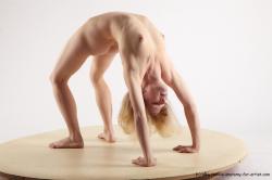 Nude Gymnastic poses Woman White Sitting poses - ALL Slim long blond Sitting poses - simple Pinup