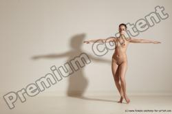 Nude Gymnastic poses Woman White Slim long brown Dancing Dynamic poses Pinup