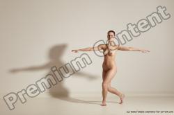 Nude Gymnastic poses Woman White Slim long brown Dancing Dynamic poses Pinup