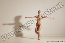 Nude Gymnastic poses Woman White Slim long brown Dancing Dynamic poses Pinup