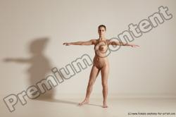 Nude Gymnastic poses Woman White Slim long brown Dancing Dynamic poses Pinup