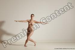 Nude Gymnastic poses Woman White Slim long brown Dancing Dynamic poses Pinup