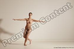 Nude Gymnastic poses Woman White Slim long brown Dancing Dynamic poses Pinup