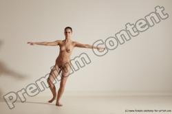 Nude Gymnastic poses Woman White Slim long brown Dancing Dynamic poses Pinup