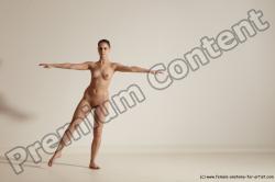 Nude Gymnastic poses Woman White Slim long brown Dancing Dynamic poses Pinup