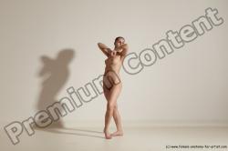 Nude Gymnastic poses Woman White Slim long brown Dancing Dynamic poses Pinup