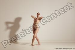 Nude Gymnastic poses Woman White Slim long brown Dancing Dynamic poses Pinup