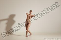 Nude Gymnastic poses Woman White Slim long brown Dancing Dynamic poses Pinup