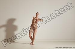 Nude Gymnastic poses Woman White Slim long brown Dancing Dynamic poses Pinup