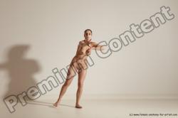 Nude Gymnastic poses Woman White Slim long brown Dancing Dynamic poses Pinup