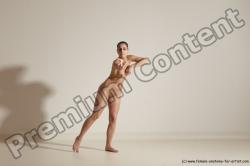 Nude Gymnastic poses Woman White Slim long brown Dancing Dynamic poses Pinup