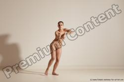 Nude Gymnastic poses Woman White Slim long brown Dancing Dynamic poses Pinup