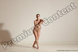 Nude Gymnastic poses Woman White Slim long brown Dancing Dynamic poses Pinup