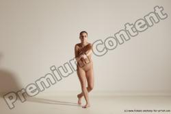 Nude Gymnastic poses Woman White Slim long brown Dancing Dynamic poses Pinup