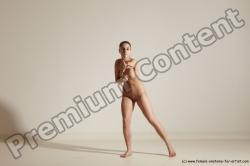 Nude Gymnastic poses Woman White Slim long brown Dancing Dynamic poses Pinup