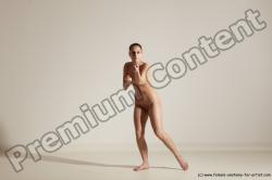 Nude Gymnastic poses Woman White Slim long brown Dancing Dynamic poses Pinup