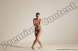 Nude Gymnastic poses Woman White Slim long brown Dancing Dynamic poses Pinup