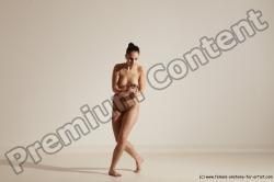 Nude Gymnastic poses Woman White Slim long brown Dancing Dynamic poses Pinup