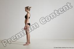 Underwear Gymnastic poses Woman White Slim long blond Dancing Dynamic poses Academic