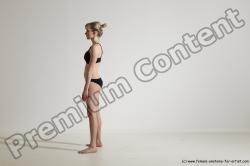 Underwear Gymnastic poses Woman White Slim long blond Dancing Dynamic poses Academic