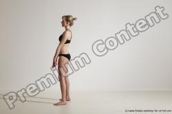 Underwear Gymnastic poses Woman White Slim long blond Dancing Dynamic poses Academic