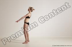 Underwear Gymnastic poses Woman White Slim long blond Dancing Dynamic poses Academic