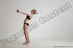 Underwear Gymnastic poses Woman White Slim long blond Dancing Dynamic poses Academic