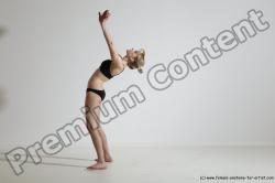 Underwear Gymnastic poses Woman White Slim long blond Dancing Dynamic poses Academic