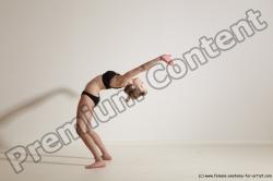 Underwear Gymnastic poses Woman White Slim long blond Dancing Dynamic poses Academic