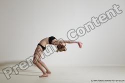 Underwear Gymnastic poses Woman White Slim long blond Dancing Dynamic poses Academic