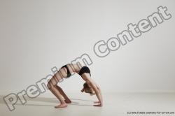 Underwear Gymnastic poses Woman White Slim long blond Dancing Dynamic poses Academic