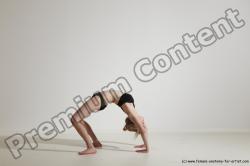 Underwear Gymnastic poses Woman White Slim long blond Dancing Dynamic poses Academic