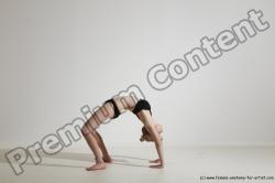 Underwear Gymnastic poses Woman White Slim long blond Dancing Dynamic poses Academic