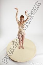 Nude Woman White Standing poses - ALL Slim long red Standing poses - simple Multi angle poses Pinup