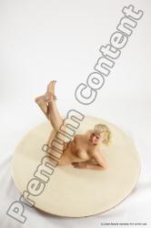 Nude Woman White Laying poses - ALL Slim Laying poses - on back long blond Multi angle poses Pinup