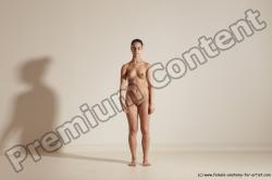 Nude Gymnastic poses Woman White Slim long brown Dancing Dynamic poses Pinup