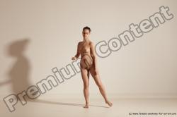 Nude Gymnastic poses Woman White Slim long brown Dancing Dynamic poses Pinup