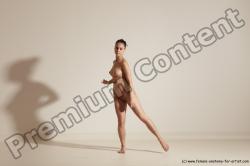 Nude Gymnastic poses Woman White Slim long brown Dancing Dynamic poses Pinup