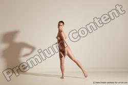 Nude Gymnastic poses Woman White Slim long brown Dancing Dynamic poses Pinup